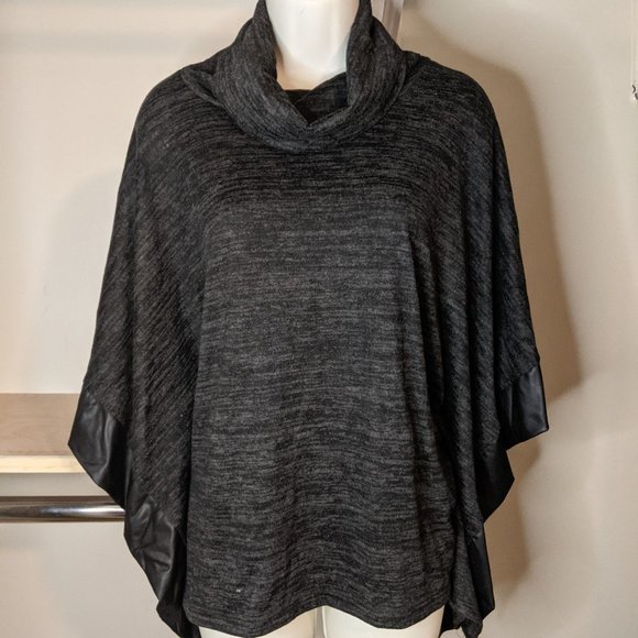 Charcoal Heather Gray Pullover Batwing Cowl Neck Sweater - Picture 1 of 8